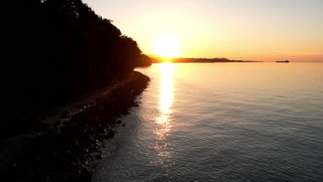aerial shot sunset in port angeles beach