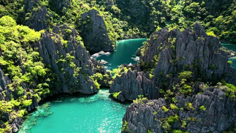 4k cinematic drone shot entering twin lagoon, coron, palawan philippines