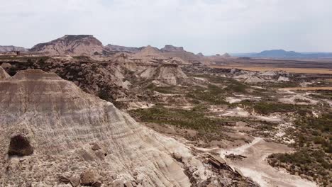 Bardenas-Reales-Desert,-Navarre,-Arguedas,-Spain---Aerial-Drone-View-of-the-Amazing-Landscape-with-Unique-Rock-Formations