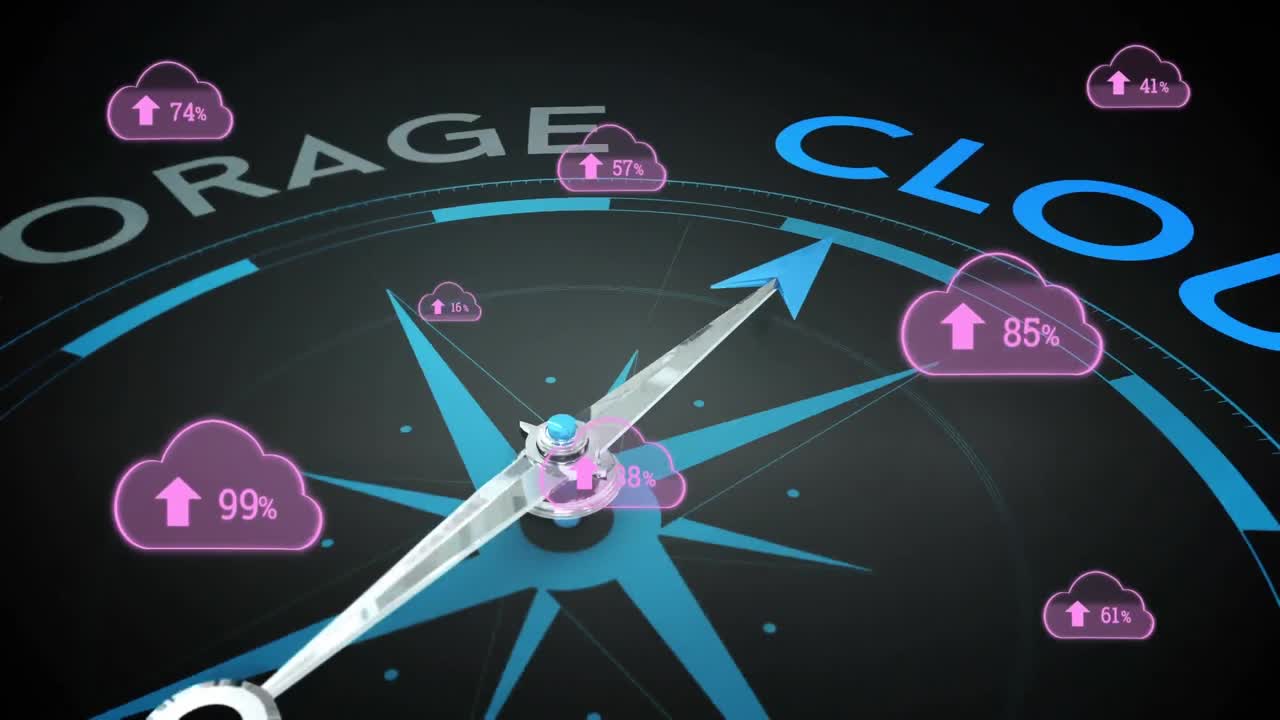 la brújula de almacenamiento en la nube sobre la carga de nubes.