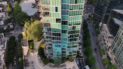 high rise condominiums drone view in 4k