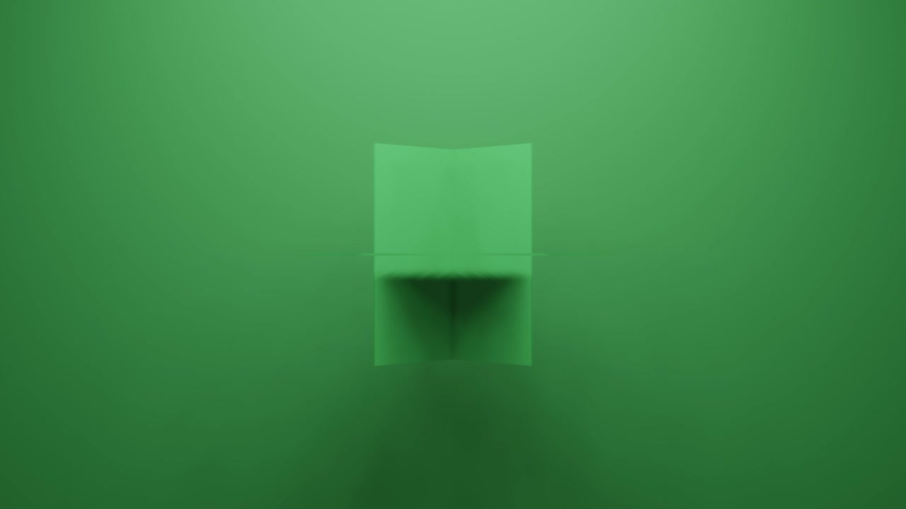 forma geométrica cuadrada gira en dirección aleatoria renderización 3d en fondo verde. bucle sin costuras abstracto animación simple