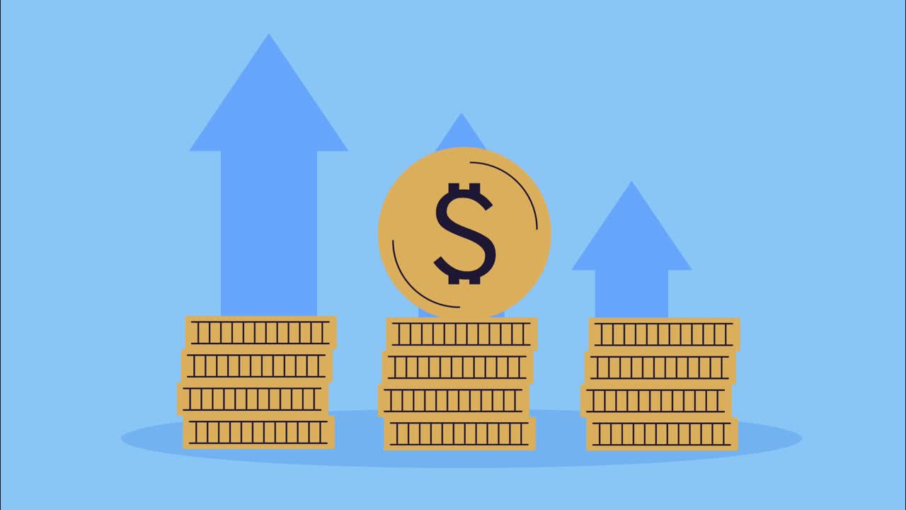 pilhas de moedas dinheiro dólares animação
