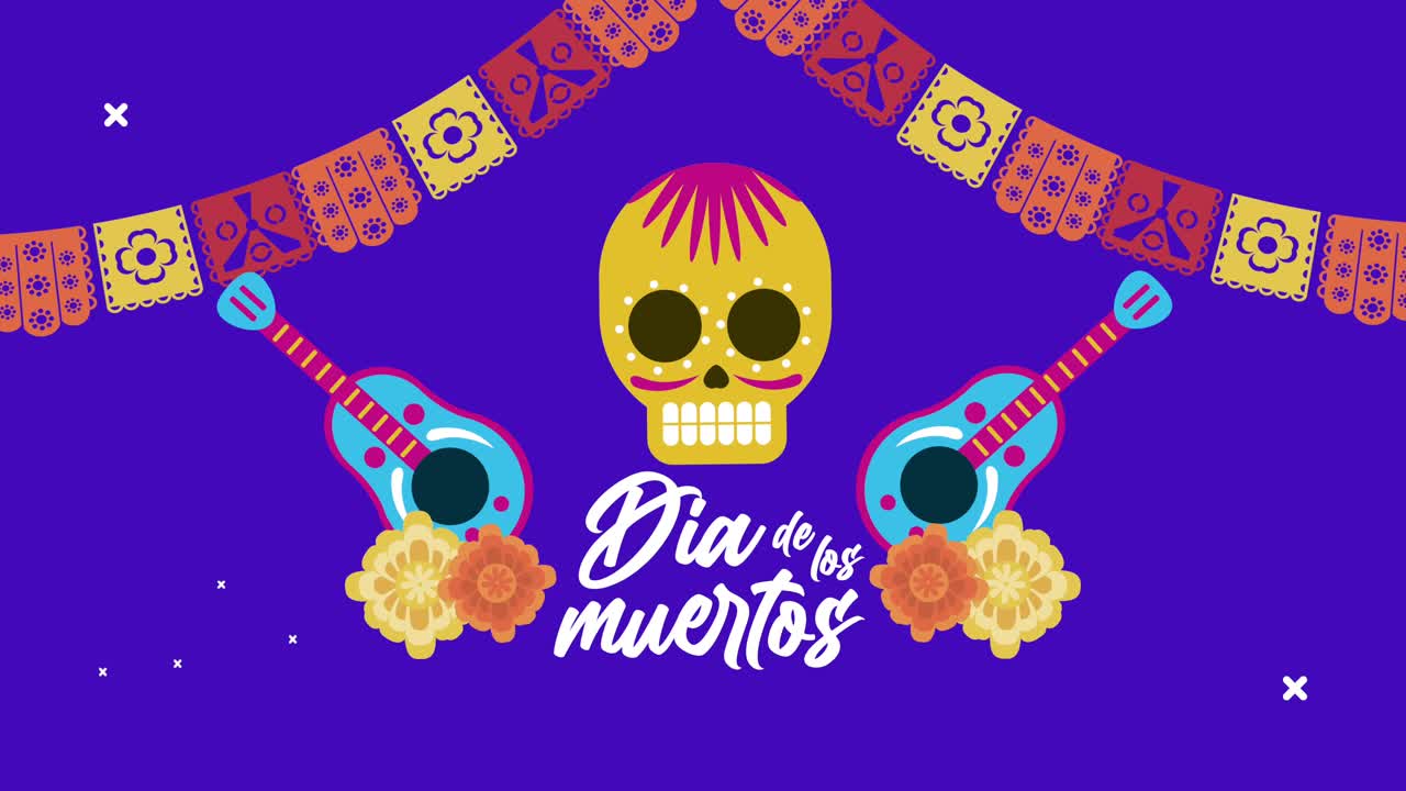 festa delle lettere di dia de los muertos con teschi e ghirlande