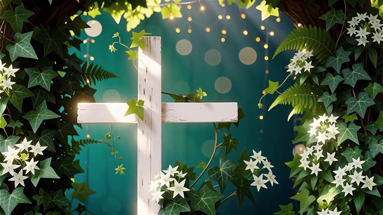 Cruz Cristiana con Luz Celestial, Fondo para Adoración.