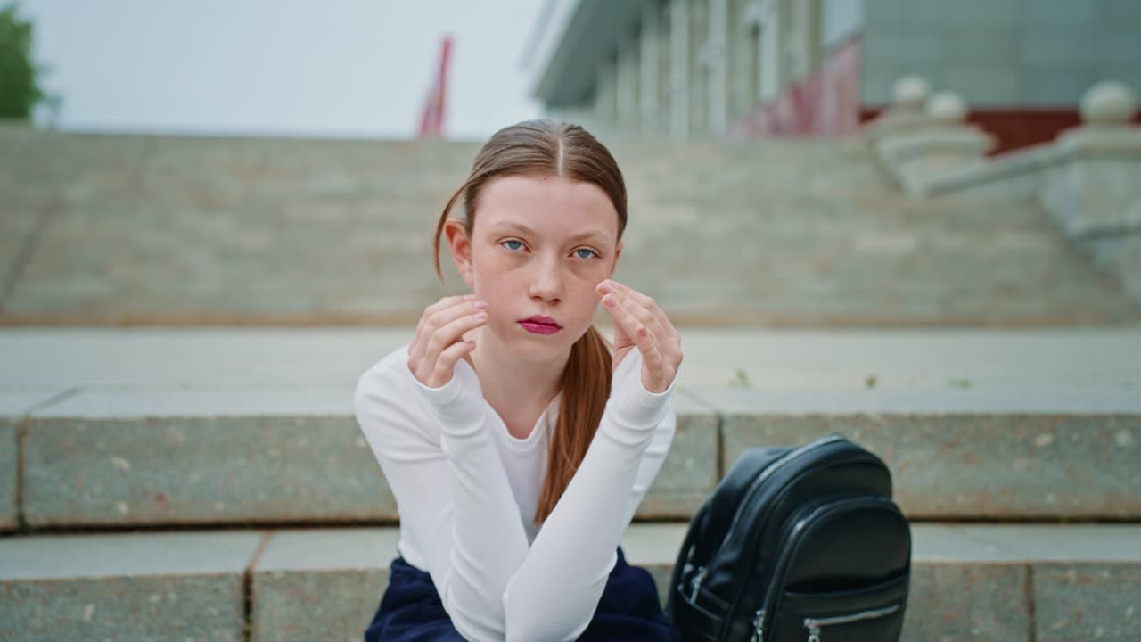 Teenager Sitting on Stairs, Upset or Stressed