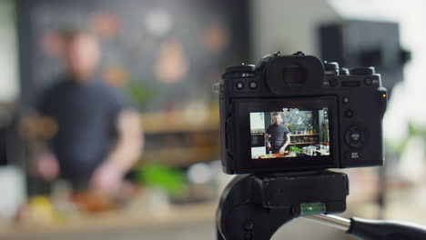 professional camera filming food blogger