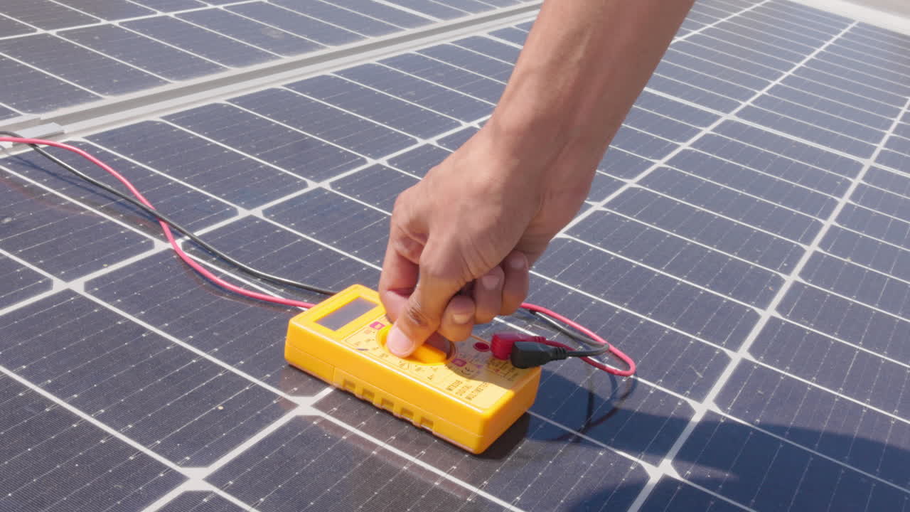 Solar panel check, electricity meter