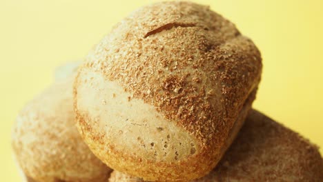 close-up of a stack of wheat rolls