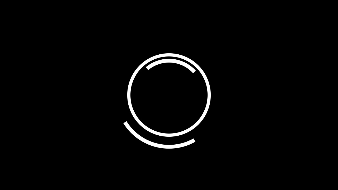 Animation af hvid cirkel på sort baggrund, flad stil.