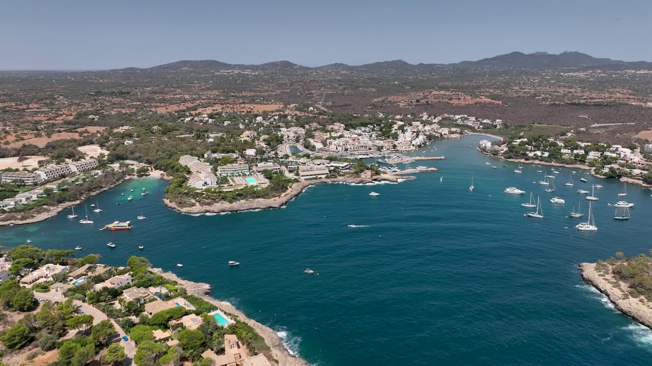 Aerial View of a Beautiful Coastal Town in Mallorca