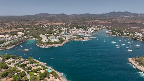 aerial view of a beautiful coastal town in mallorca