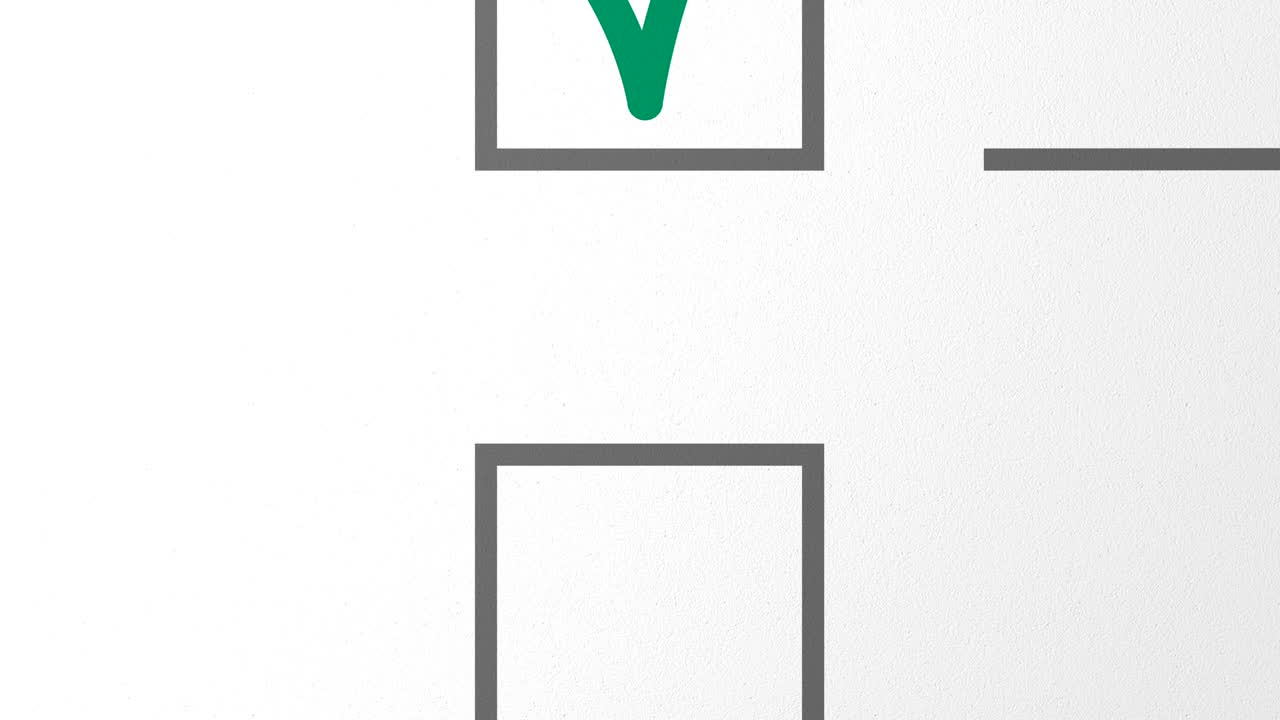 초록색 발펜의 클로즈 업 루프를 그려서 초록색 체크 마크를 체크박스에 표시합니다.