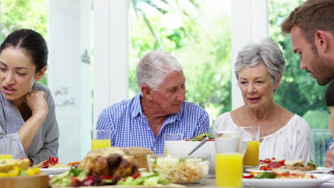 family having lunch together