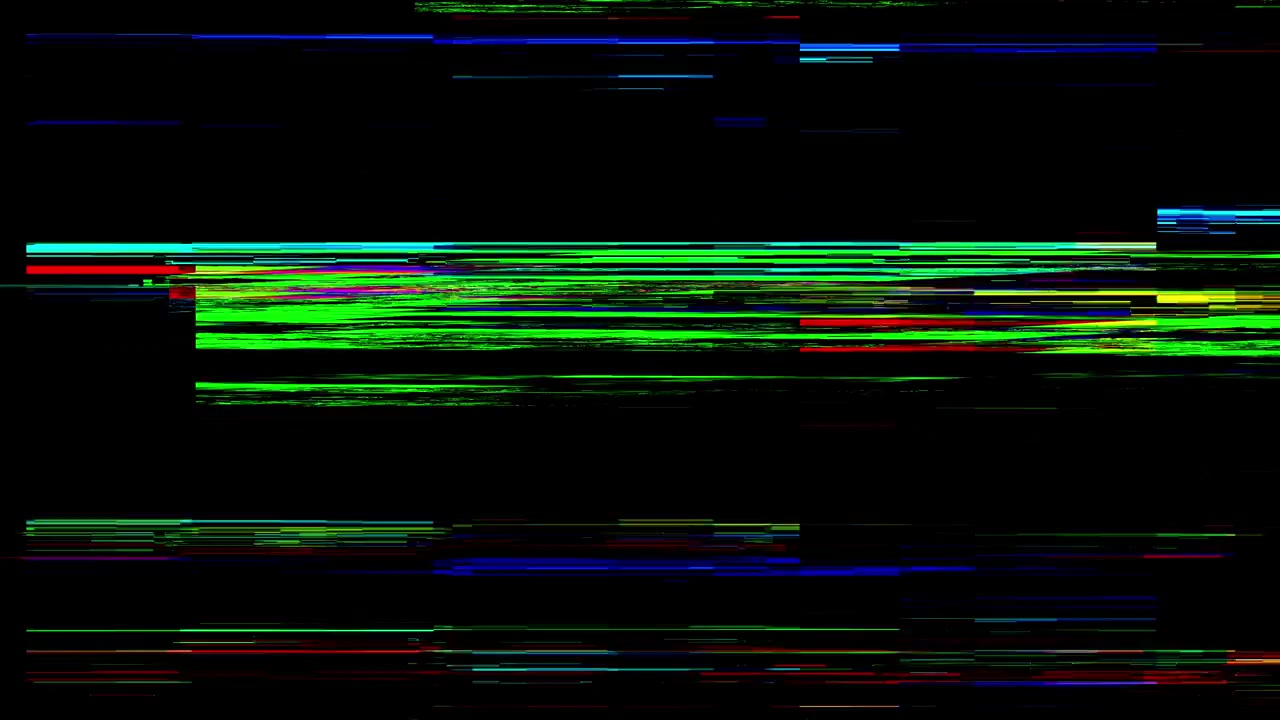 Flickering Digital Glitch with Colorful Horizontal Lines