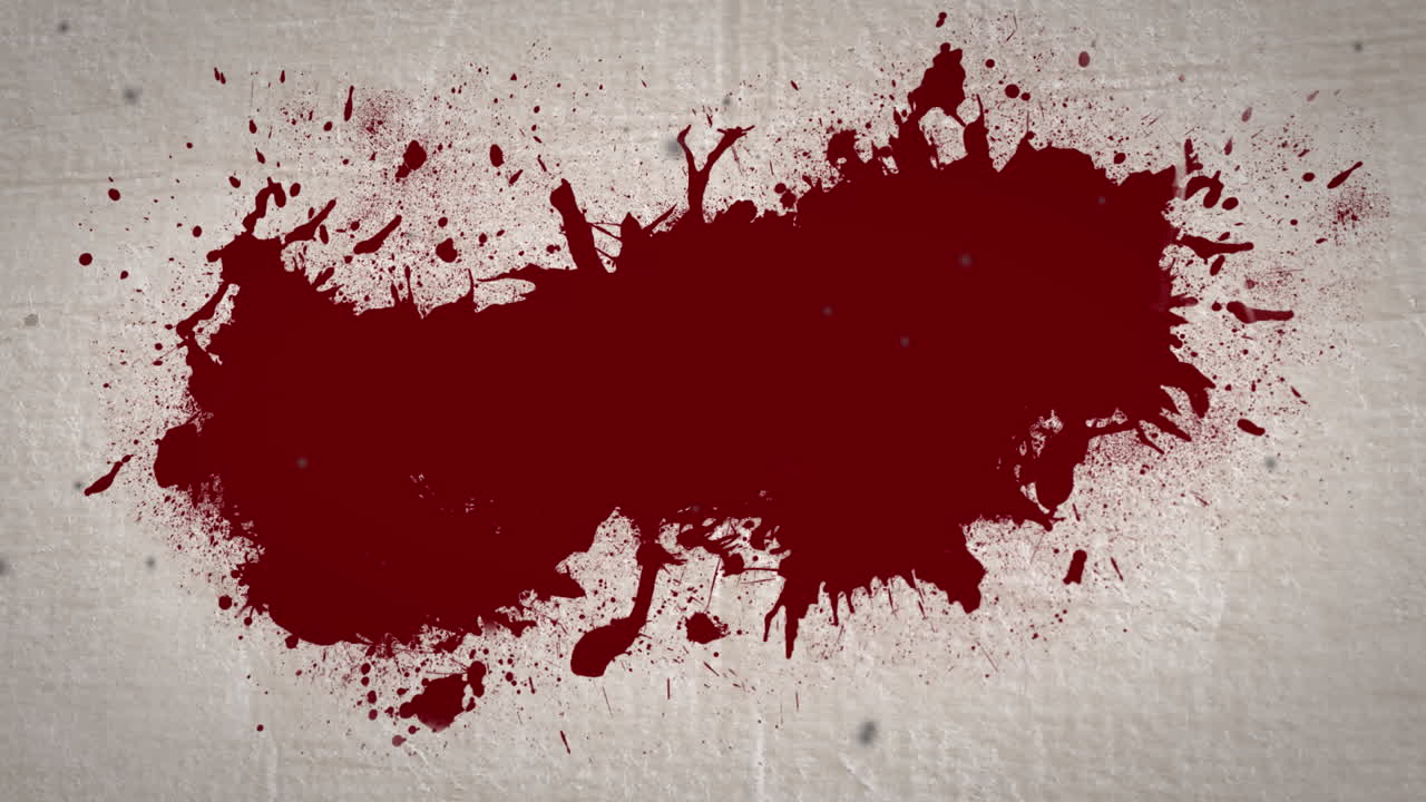 animación de una mancha de sangre sobre un fondo beige