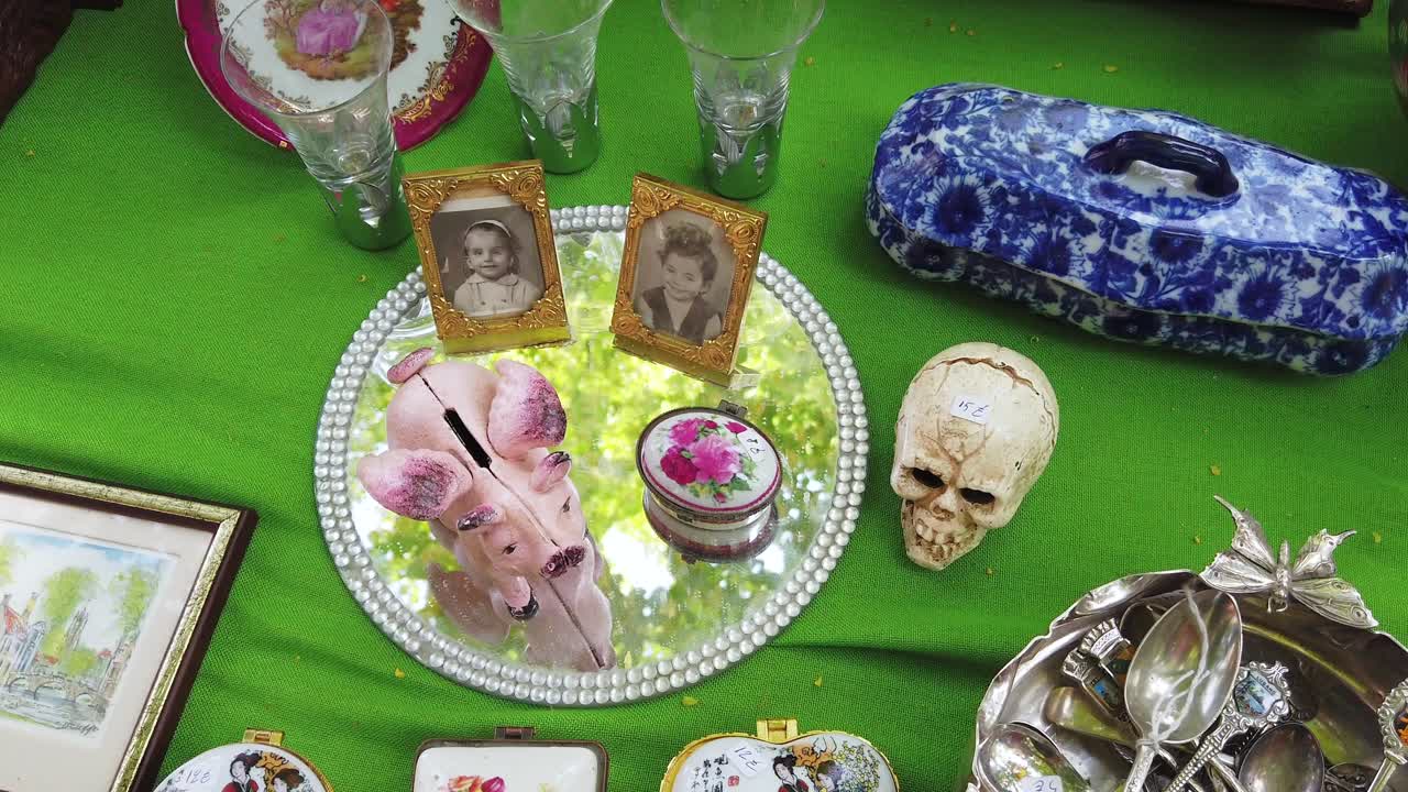 Antiques being sold at a street market in Belgium