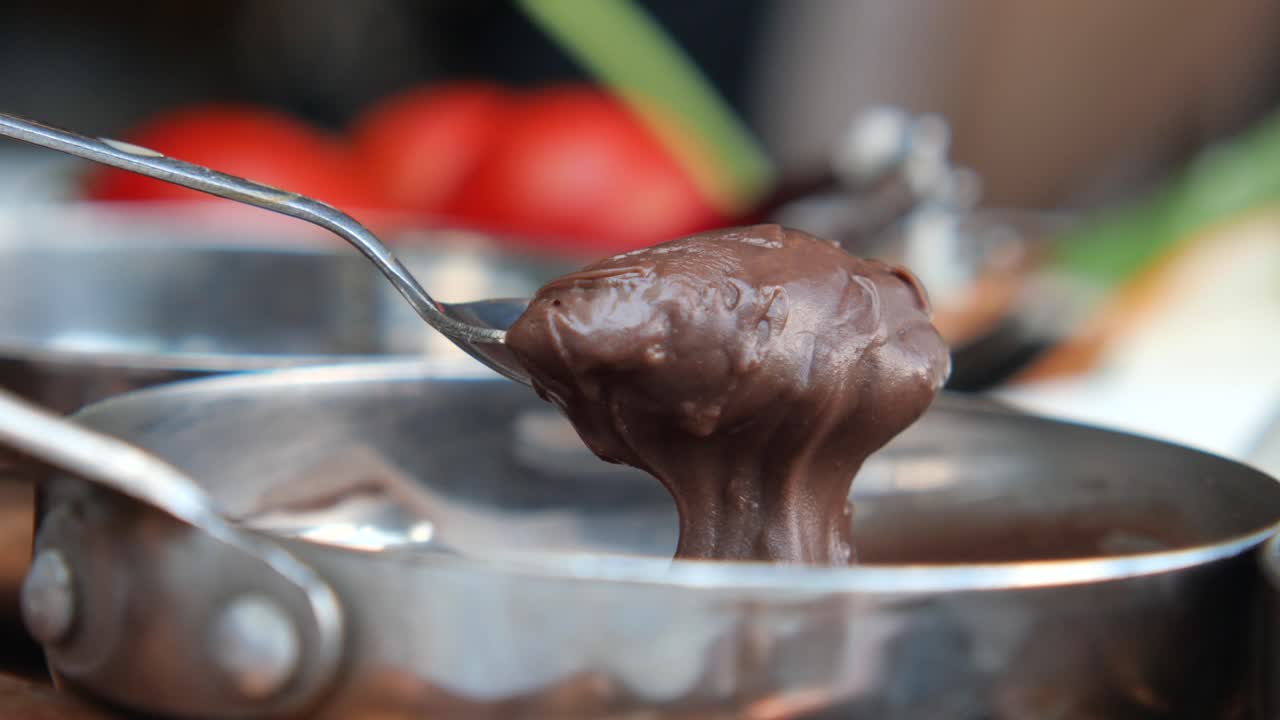 Chocolate dessert with spoon