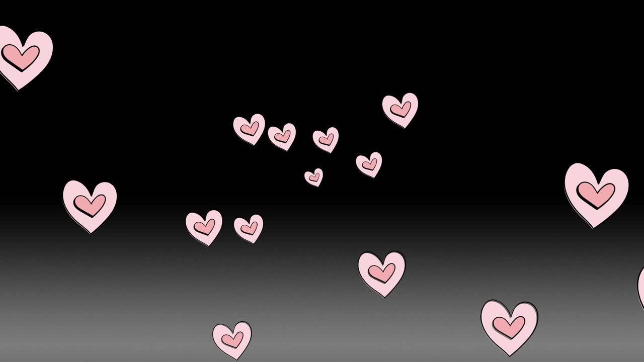 검은색 배경에 움직이는 분홍색 심장의 애니메이션