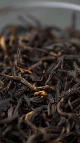 close-up of black tea leaves