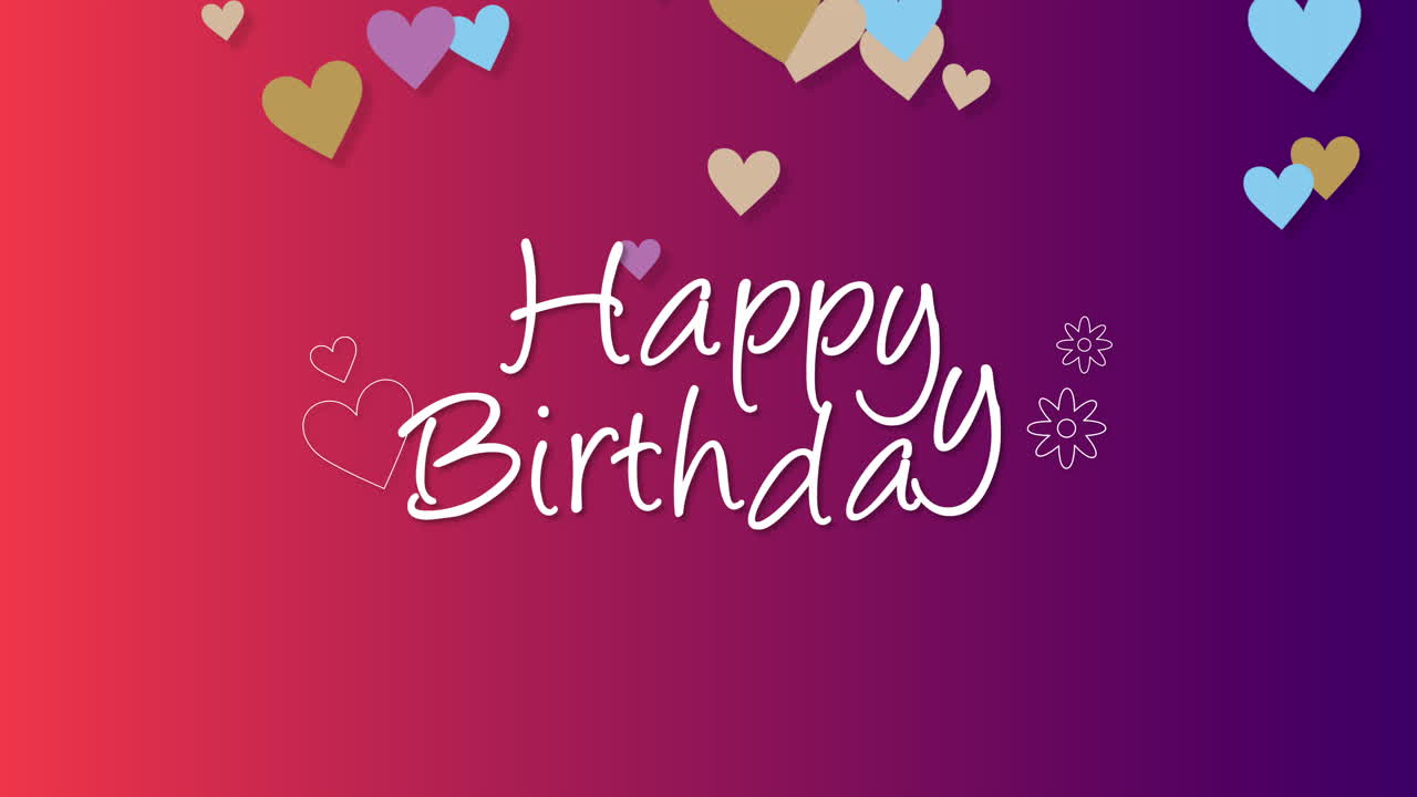 primer plano animado feliz cumpleaños texto sobre fondo de vacaciones 34