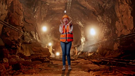 surprised miner in a tunnel
