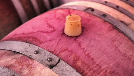 close-up of a red wine barrel