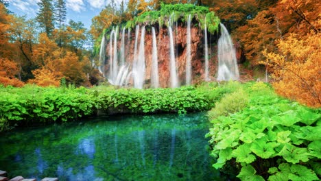 plitvice 호수 (크로아티아) 의 폭포 풍경의 시리스 루프 시네마그래프 비디오