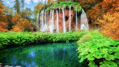 seamless loop cinemagraph video of waterfall landscape in plitvice lakes croatia