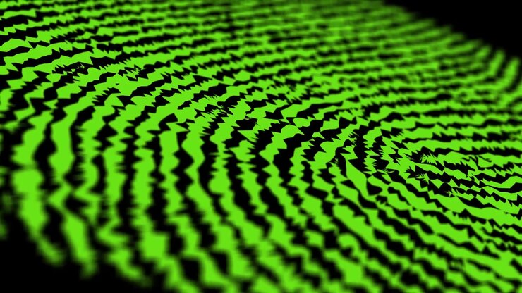 Abstract Green Concentric Ripples on Black Background