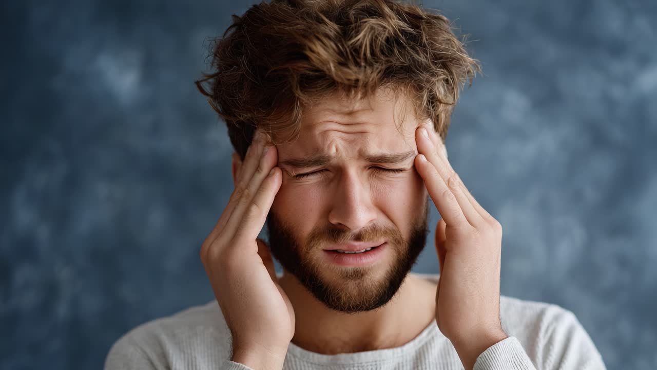 A Young Man in Distress: Expressions of Pain and Discomfort Captured in Two Frames, Showcasing the Struggles of Everyday Life with a Focus on Mental Well-Being