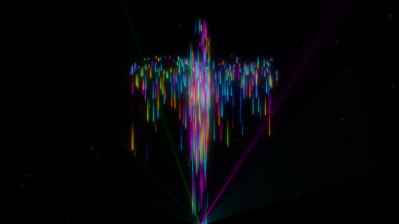 caída aislada rayas de luz coloridas cruz santa con rayos de luz de fondo en bucle