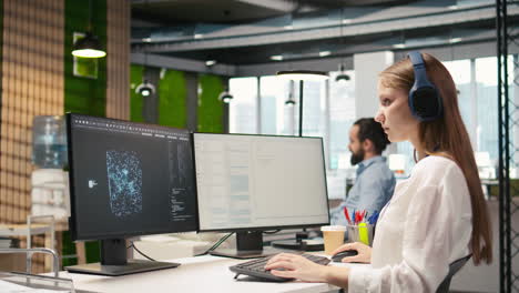 Engineer Coding With Ai Language Model Assistance In Office, Listening Music