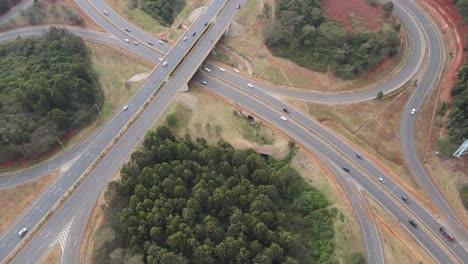 Bridge-over-highway-part-of-Nairobi-Southern-Bypass-interchange-in-Kenya,-aerial