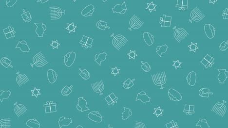 hanukkah holiday flat design animation background with traditional symbols