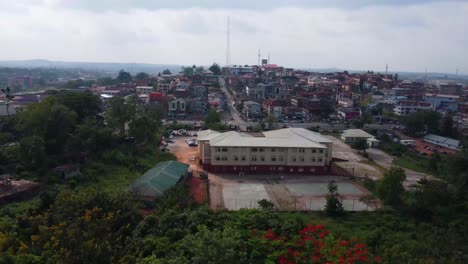 aerial view of mokola hill and surrounding buildings in ibadan, oyo state, nigeria with beautiful skyline, rooftops and modern african urban development.
