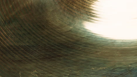 close-up of a metal bowl's interior