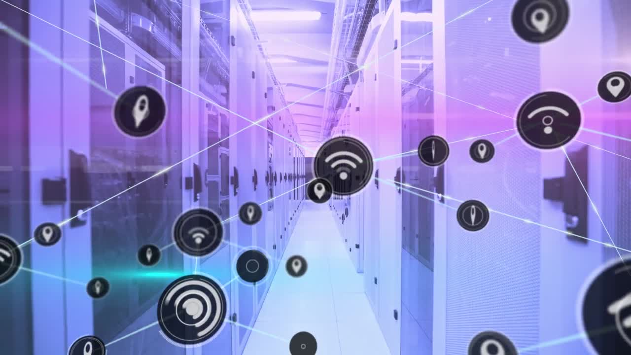 animación de la sala de servidores sobre el procesamiento de datos