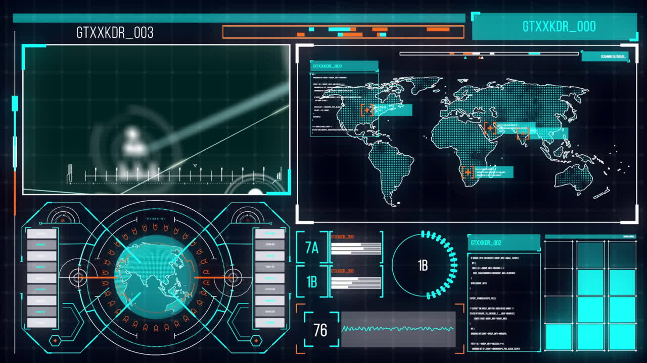 아이콘과 화면을 통해 데이터 처리 연결 네트워크의 애니메이션