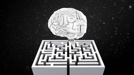 Animation-of-digital-brain-over-maze-on-black-background