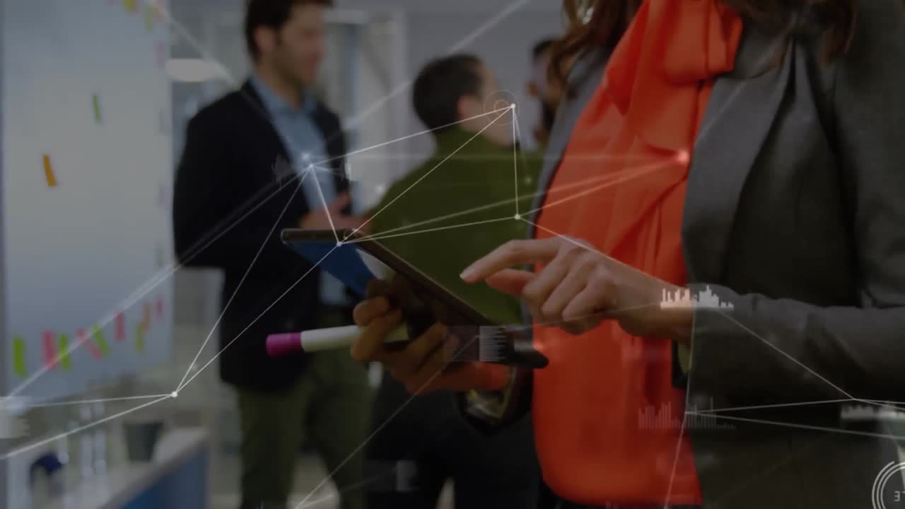 animación de la red de conexión sobre personas de negocios en la oficina