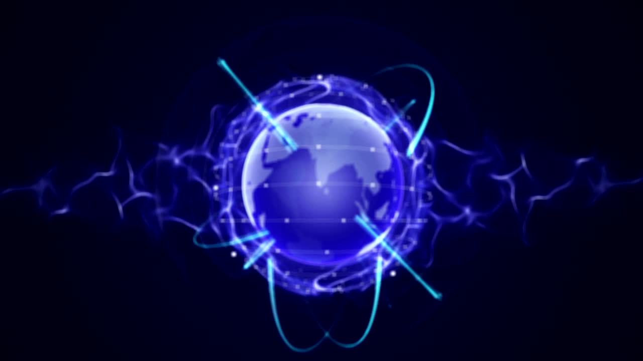 tierra, conexión de la red concepto de animación, zoom en \ zoom out, renderización, fondo, bucle