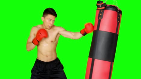 joven haciendo ejercicio de boxeo