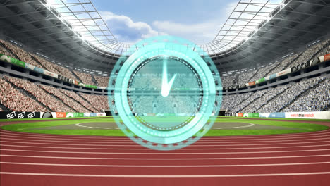 Animation-of-digital-clock-over-sports-stadium