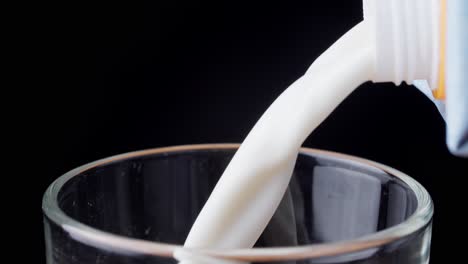 pouring fresh milk in a glass. close-up shot