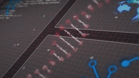dna strand with binary coding for scientific data processing in animation