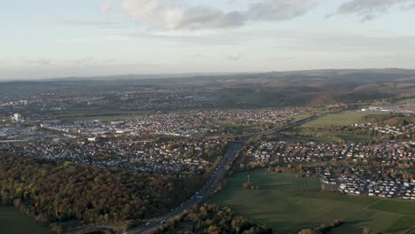 Drone-Aerial-Shot-of-the-german-city-center-of-Kassel-in-Germany,-Hessen,-Europe