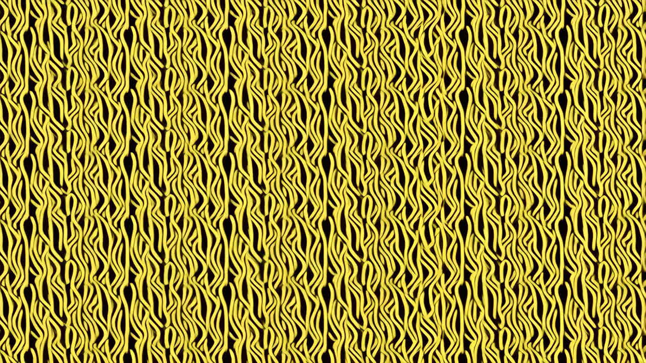 Abstract Yellow Wavy Line Pattern on Black Background