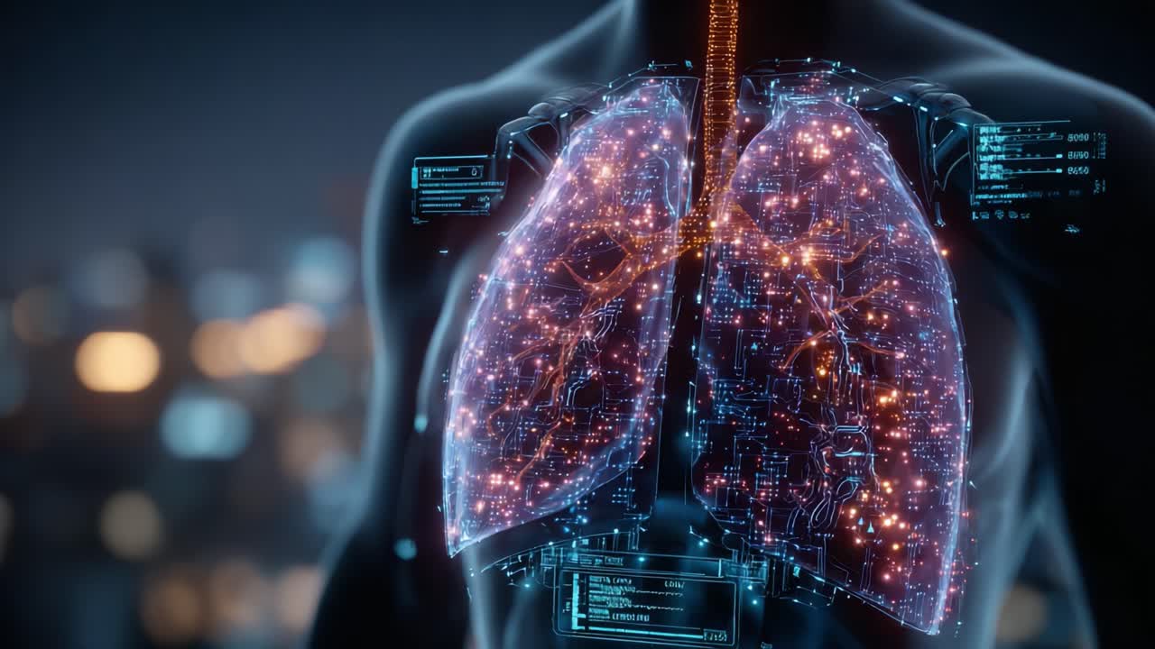 A Digital Visualization of Human Lungs Illustrating Complex Respiratory Structures and Bioinformatics in a High-Tech Environment