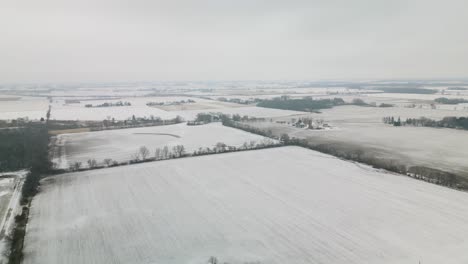 Aerial-Pullback-Reveals-Farm-Houses-in-Rural-United-States